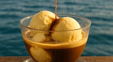 Laisser l'expresso fondre sur la glace avec un bon affogato