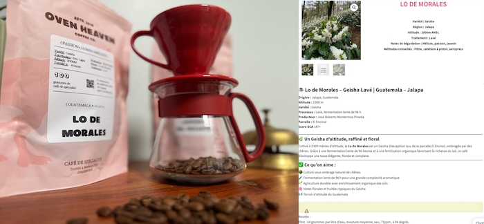 Quelle est la gamme de cafés proposée par Oven Heaven ?